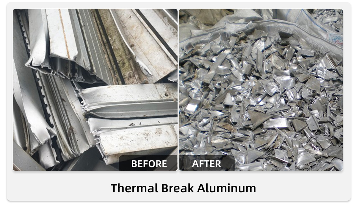 Aluminum Thermal Break Profiles Recycling Line Línea de reciclaje de perfiles de rotura de puente térmico de aluminio
