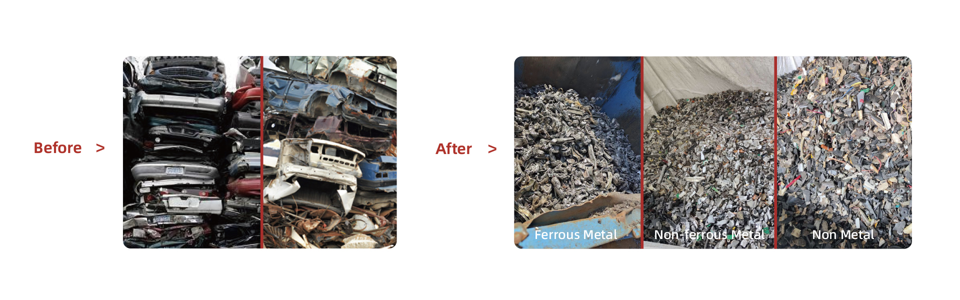 Línea de clasificación y reciclaje de automóviles