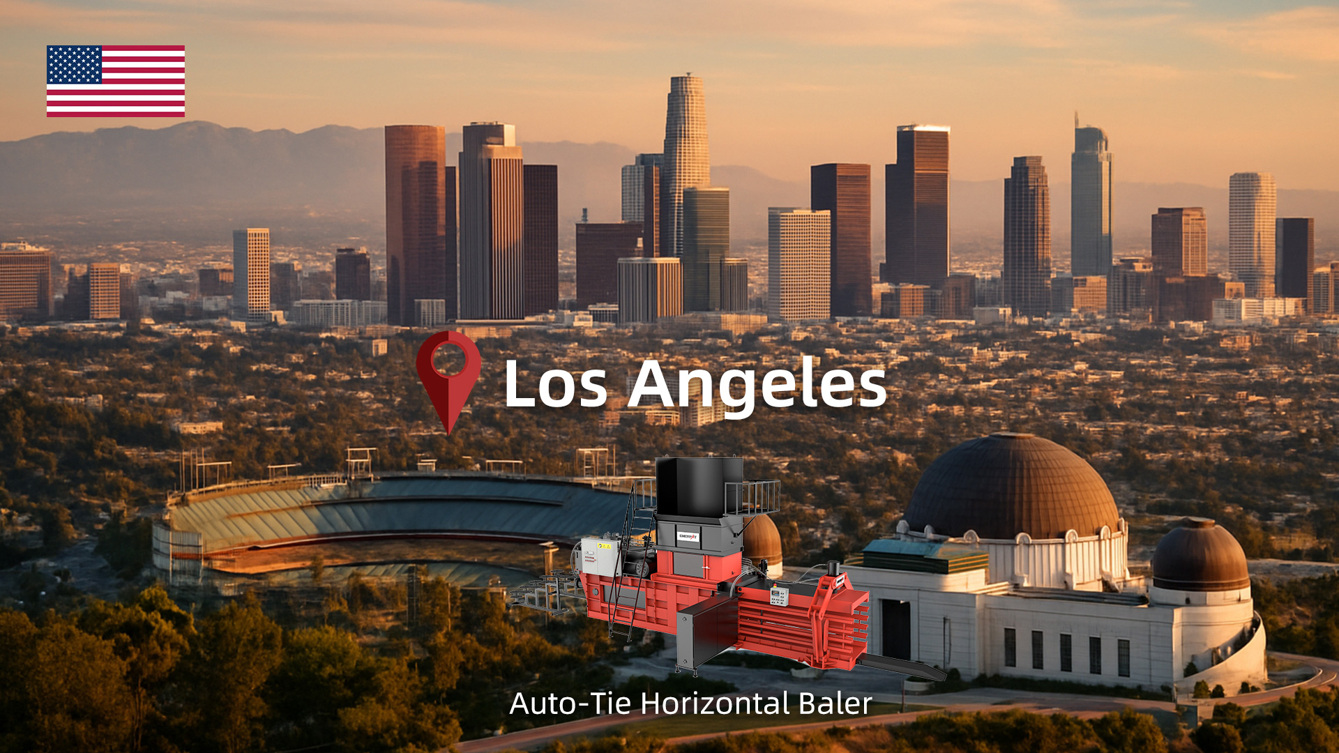 Los Ángeles, California: Se instaló la prensa de balas de cartón con amarre automático ENERPAT