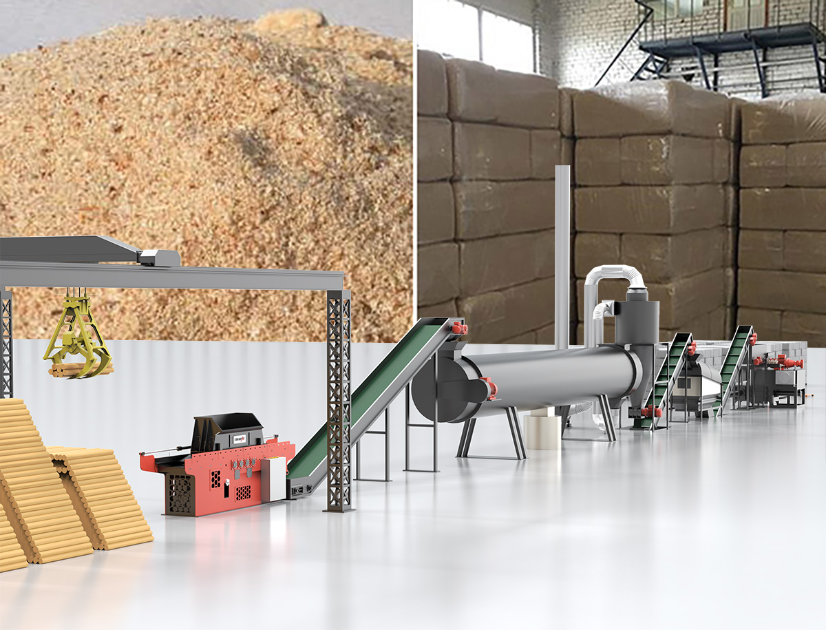 Línea de producción de virutas de madera