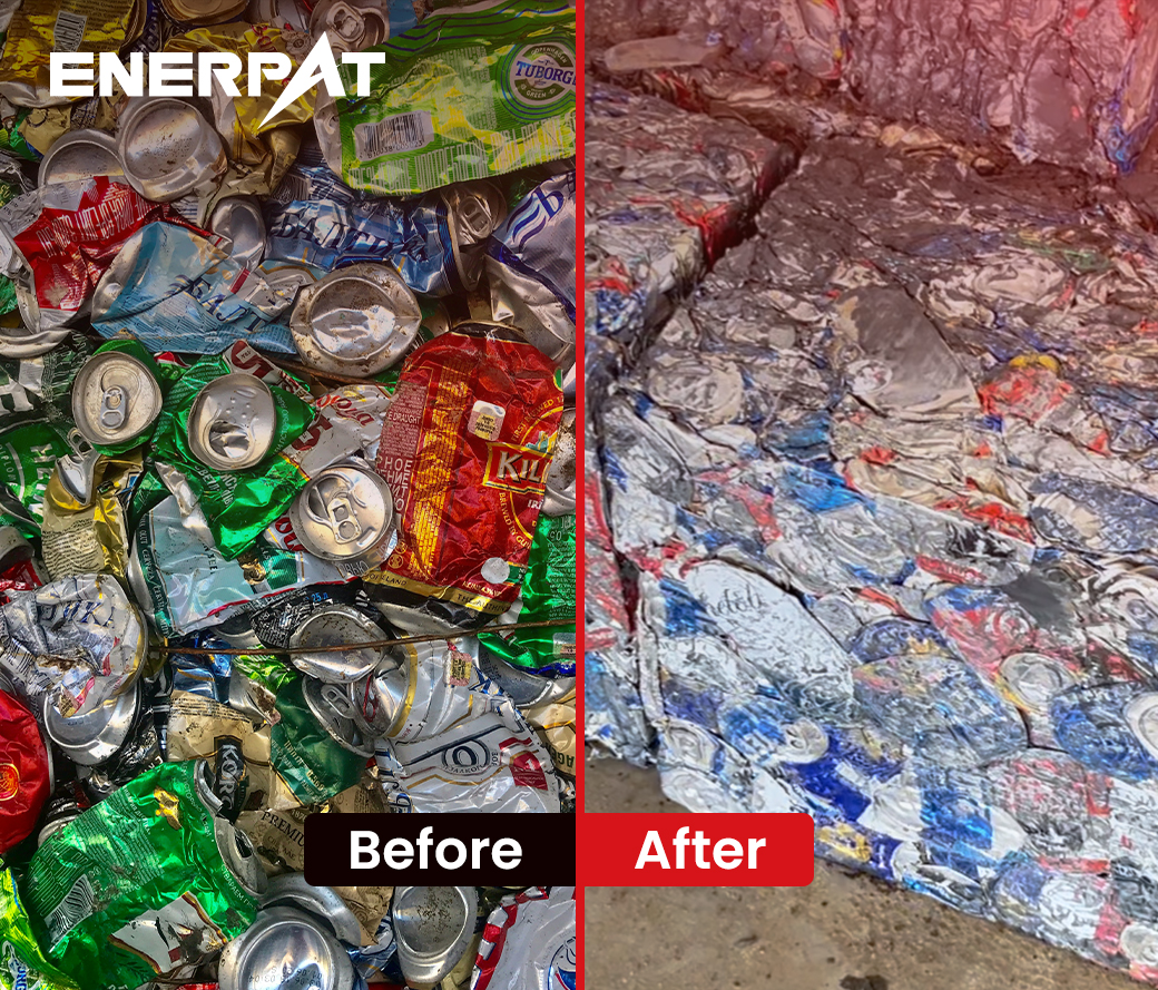 Empacadora hidr&aacute;ulica de latas de aluminio