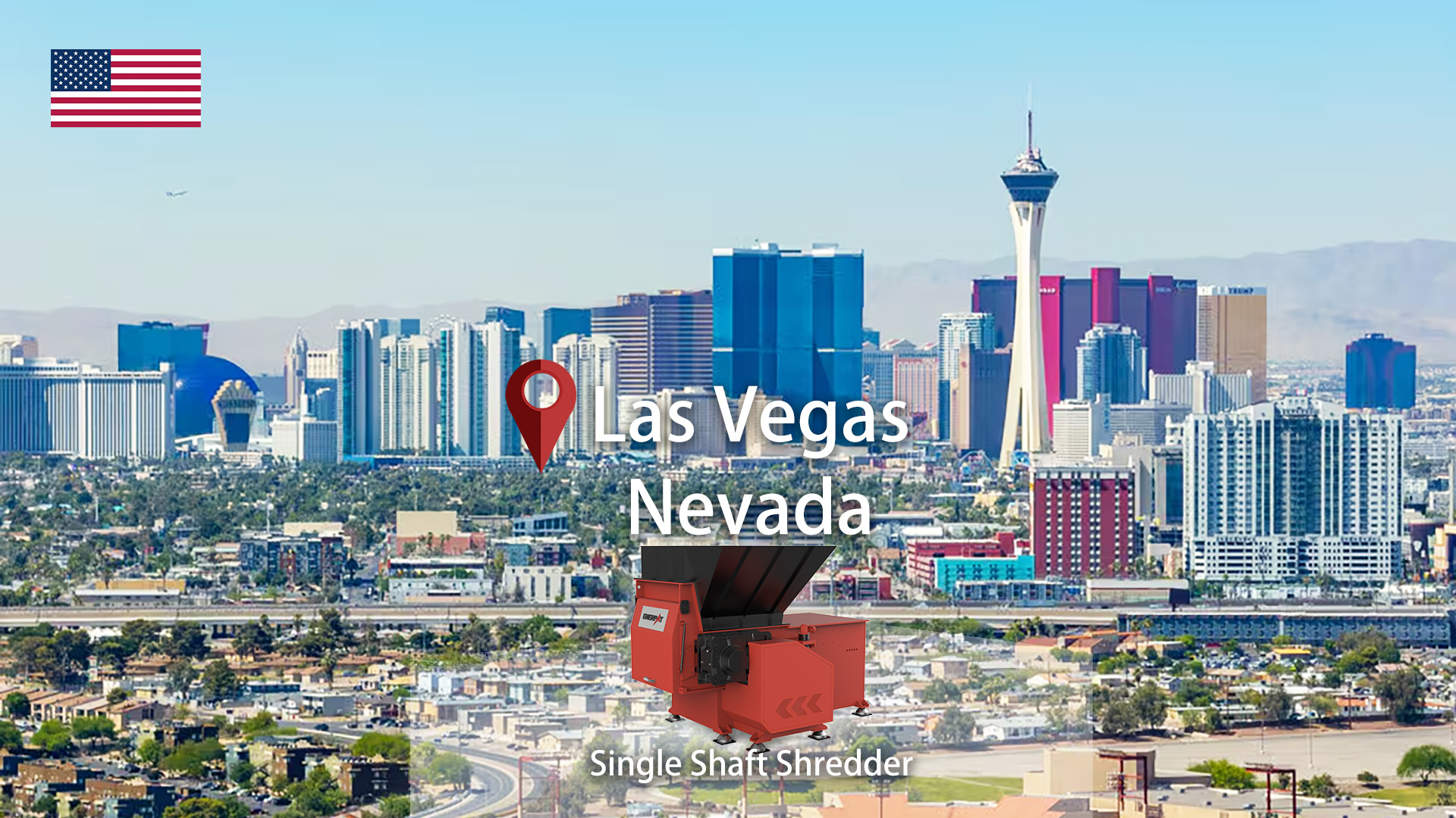 Las Vegas, Nevada: Trituradora de ropa de eje único ENRPAT MSA-F1500 instalada