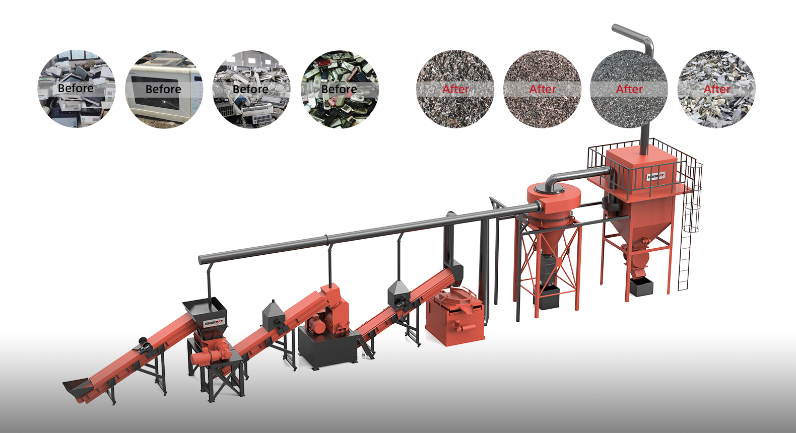 Línea de trituración y clasificación de residuos informáticos