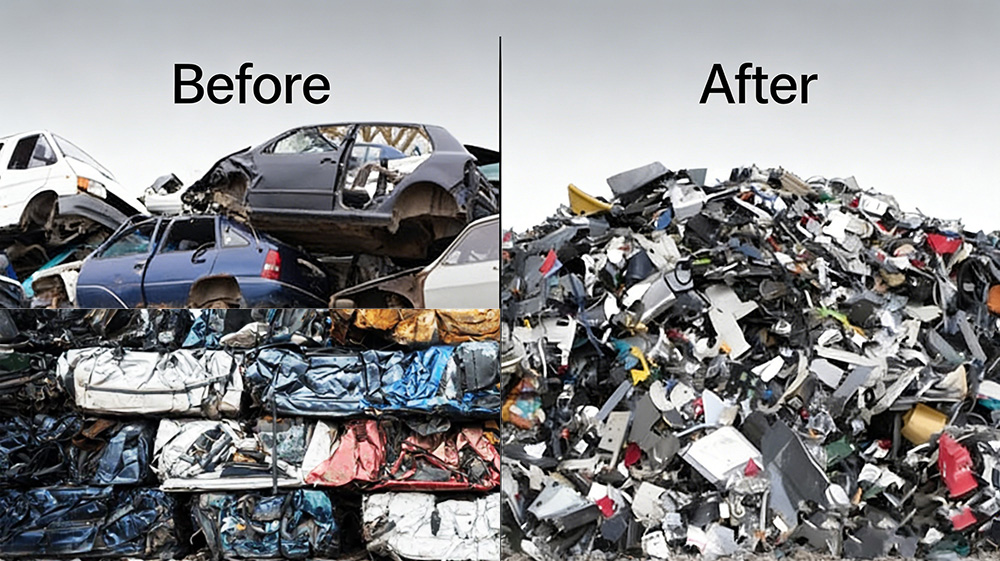 empacadora de autos versus trituradora de autos