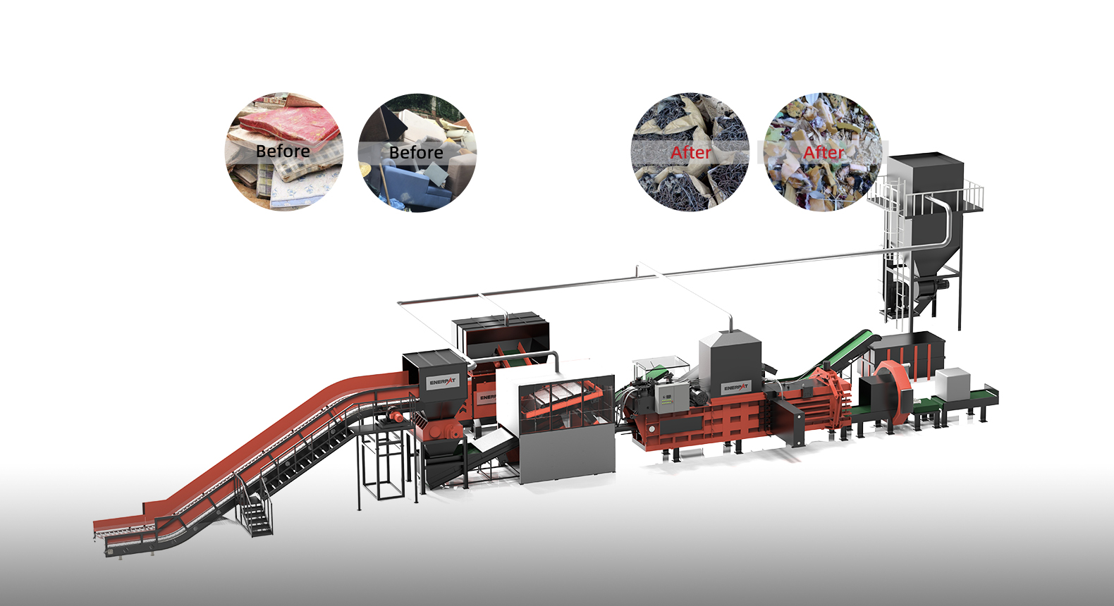 Línea de reciclaje de bobinas de bolsillo